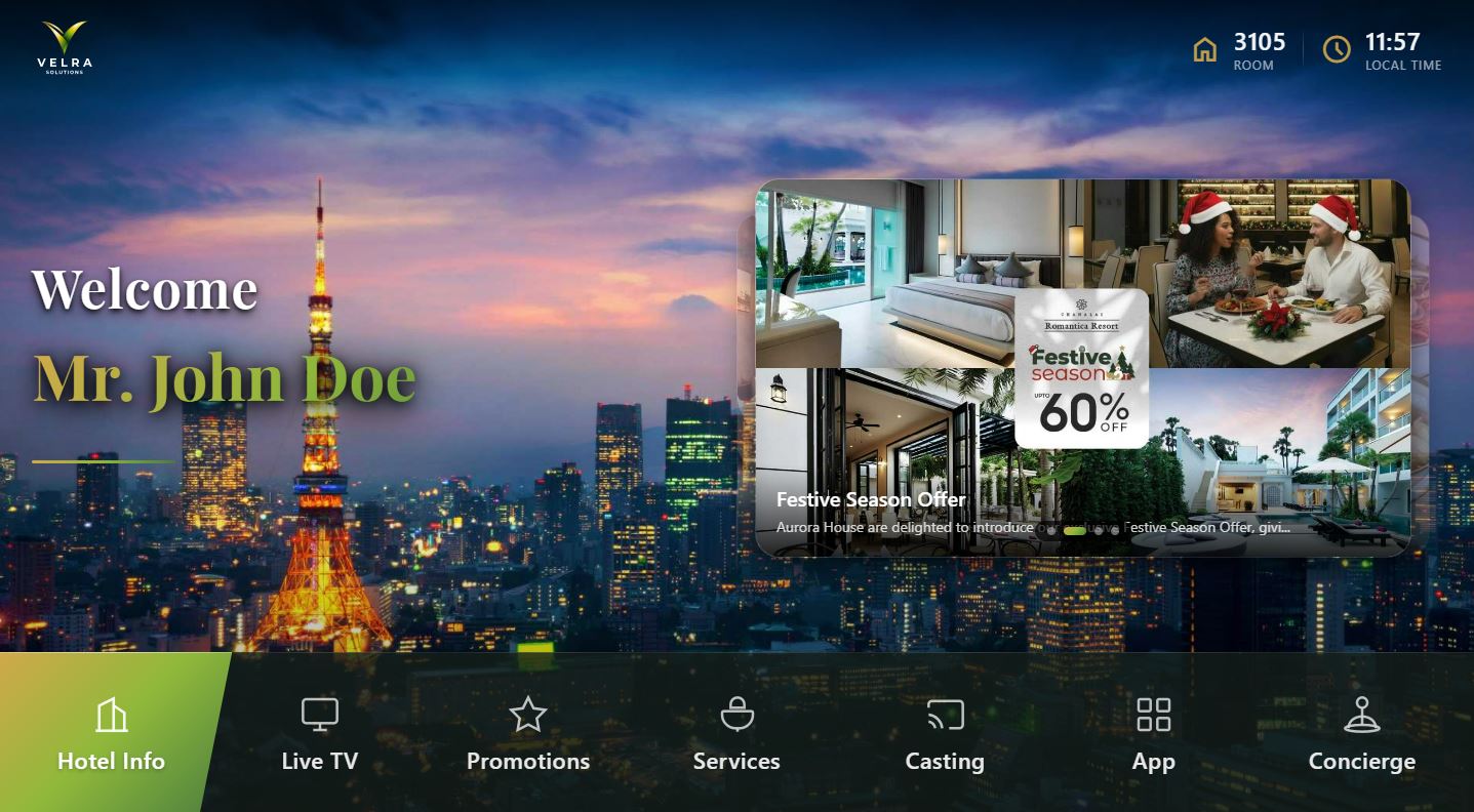 Velra IPTV Welcome Interface